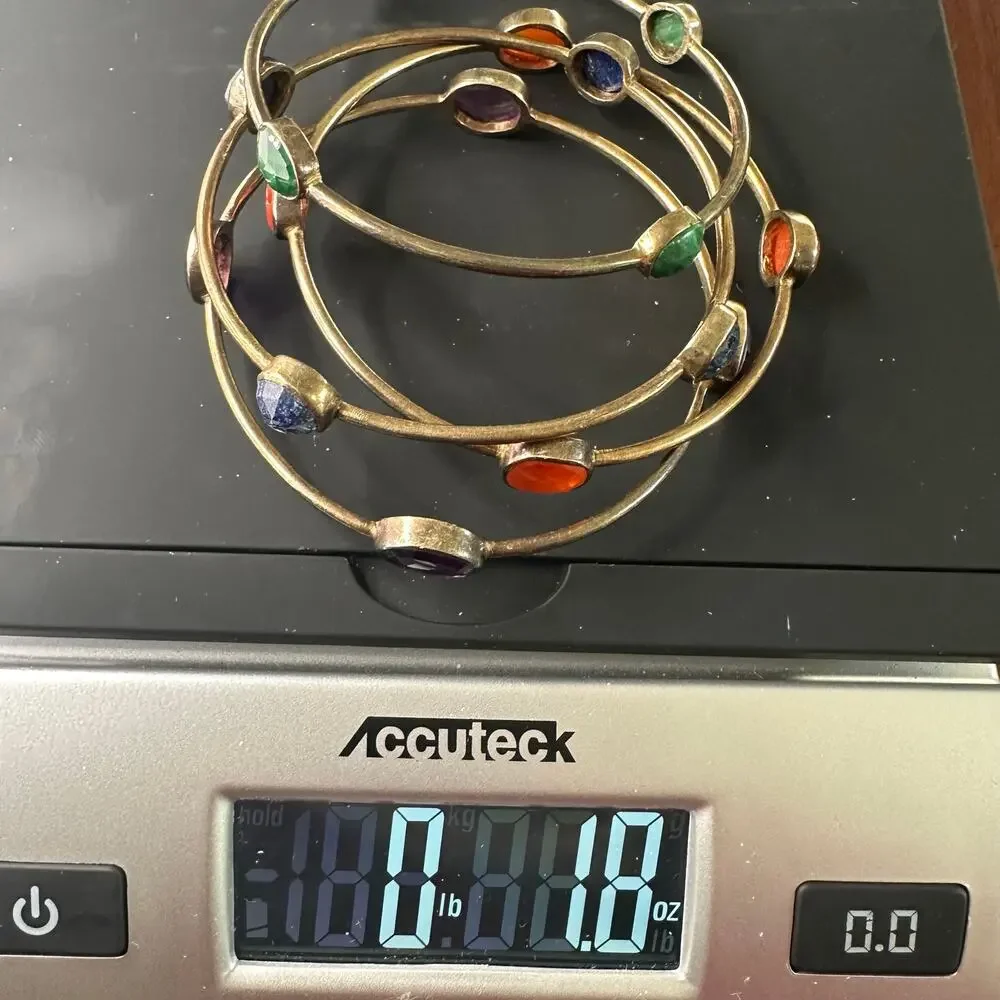Lot of 4 Bangle Bracelets Casual Bohemian Boho Stackable Set Colorful Casual